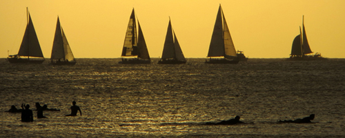 Hawaii Vacation Sunset Sailboats