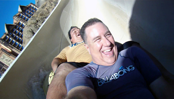 Me and a Friend on the Water Slide at Disney Aulani Resort