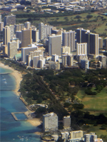 Kapiolani Park and the Southeast Waikiki Hotels (Seen from a Hawaiian Airlines Flight to Maui)