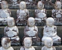 Disciple Figurines in the Garden of Ji Jang Bosal at Mu-Ryang-Sa Buddhist Temple Hawaii