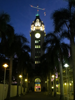 Palm Lined Walkway to Aloha Tower at Dusk