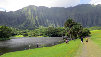 Fishing in Hawaii at Hoomaluhia Botanical Garden