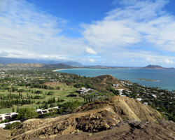 View of Kailua Bay and Mid-Pacific Country Club from Lanikai Pillboxes trail