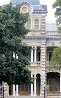 View of Iolani Palace from the Hawaii State Capitol.