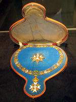 Royal Jewels Worn by King David Kalakaua on Display in the Basement Gallery at Iolani Palace.