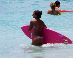 Surfer Girl with Matching Board & Bikini at Duke's Oceanfest
