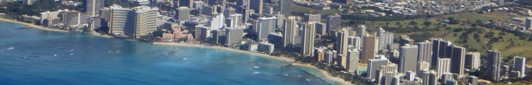 Aerial View of Central Waikiki Hotels as Seen from a Hawaiian Airlines Flight to Maui