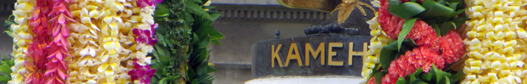 Base of the King Kamehameha Statue Shrouded in Lei on Kamehameha Day