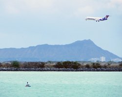 Flights to Hawaii: Hawaiian Airlines Over Diamond Head Crater