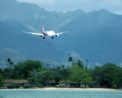 Hawaiian Airlines Plane Landing On-Time at Honolulu International Airport