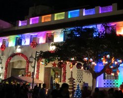 Honolulu Hale Ablaze with Honolulu City Lights