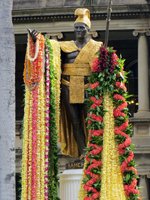 Kamehameha Statue Draped with Lei for Kamehameha Day