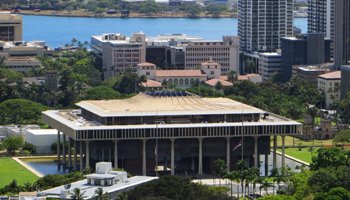 Hawaii State Capitol as Seen from Punchbowl