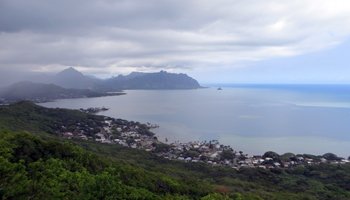 Clouds Gathering and Rain Starting to Fall over Kaneohe Bay, East Shore Oahu