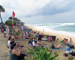 Large Crowds Gather to Watch Surfing in Hawaii When There's a Big North Shore Swell