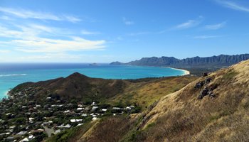 View of Waimanalo Beach and Makapuu Point from Lanikai Pillboxes Trail