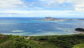 Heeia Kea Pier and Marine Corps Base Hawaii Viewed from Puu Maelieli Trail