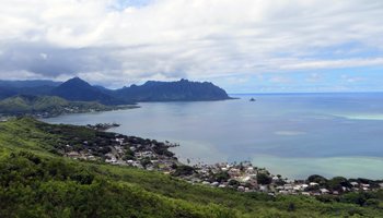 Kaneohe Bay and Chinaman's Hat Viewed from Puu Maelieli Trail