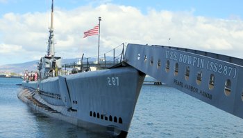 USS Bowfin Submarine Next to the USS Arizona Memorial