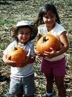 Kids with Pumpkins at Aloun Farms Pumpkin Patch