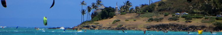 Kite Surfers at Kailua Beach on East Shore Oahu